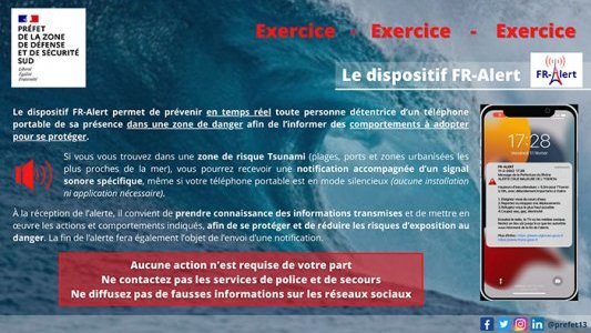 Reporté - Risque tsunami : Test grandeur nature du dispositif FR-Alert avec neuf départements méditerranéens le 3 novembre 