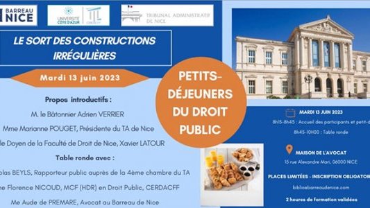 2e petit déjeuner du droit public : "Le sort des constructions irrégulières"