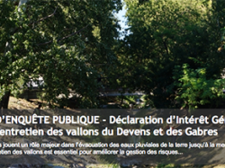 AVIS D'ENQUÊTE PUBLIQUE - Déclaration d'Intérêt Général pour l'entretien des vallons du Devens et des Gabres