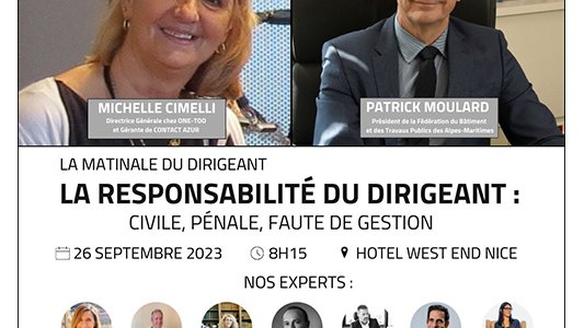 Matinale du Dirigeant : "La responsabilité pénale et civile du chef d'entreprise"