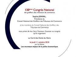 130ème Congrès des greffiers des tribunaux de commerce le 11 octobre