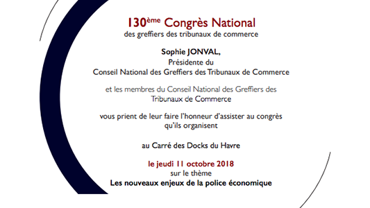 130ème Congrès des greffiers des tribunaux de commerce le 11 octobre