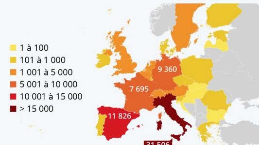 La progression du Coronavirus en Europe 