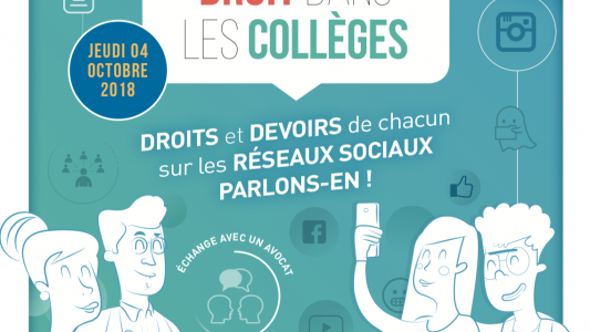 Le 4 octobre sera la 1ère journée du droit dans les collèges sur le thème des règles de droit sur les réseaux sociaux