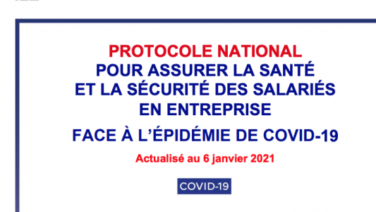 Nouveau protocole national en entreprise actualisé au 6 janvier 2021