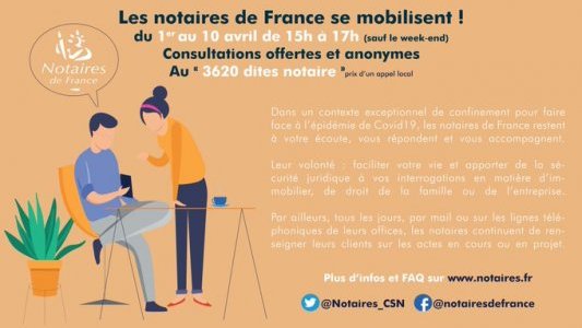 Notaires : des consultations téléphoniques gratuites du 1er au 10 avril