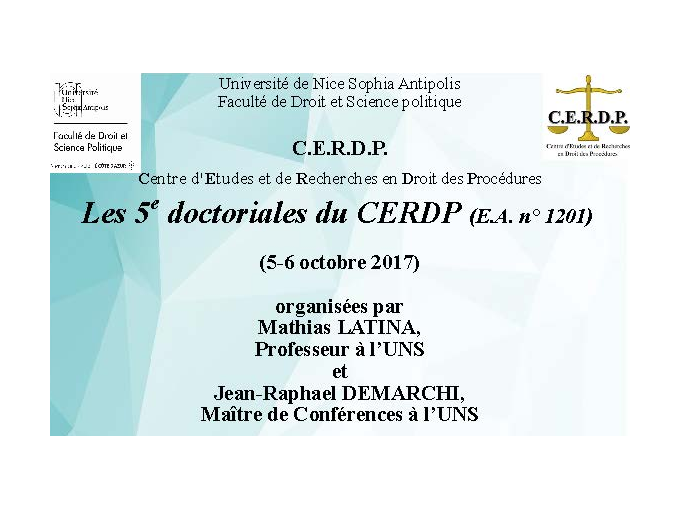 5e Doctoriales du CERDP