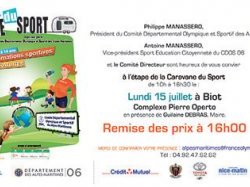 Caravane du sport : prochaine étape à Biot le Lundi 15 juillet 2019