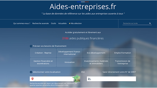 aides-entreprises.fr, la base de données de référence des aides publiques aux entreprises