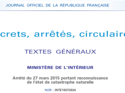 Le Pradet : ARRETE DE RECONNAISSANCE DE L'ETAT DE CATASTROPHE NATURELLE