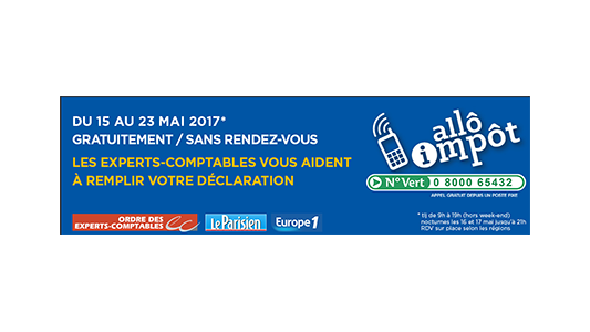 ALLO IMPÔT 2017 : du 15 au 23 mai les Experts-Comptables vous conseillent gratuitement