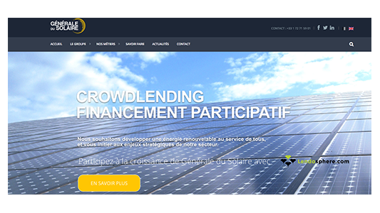 Record national de crowdlending pour GENERALE DU SOLAIRE qui a levé 2,5 millions d'euros sur LENDOSPHERE